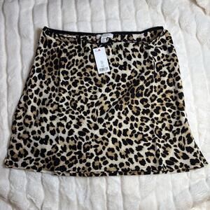 Topshop Leopard Animal Print Bias Mini Skirt US 6 New NWT
